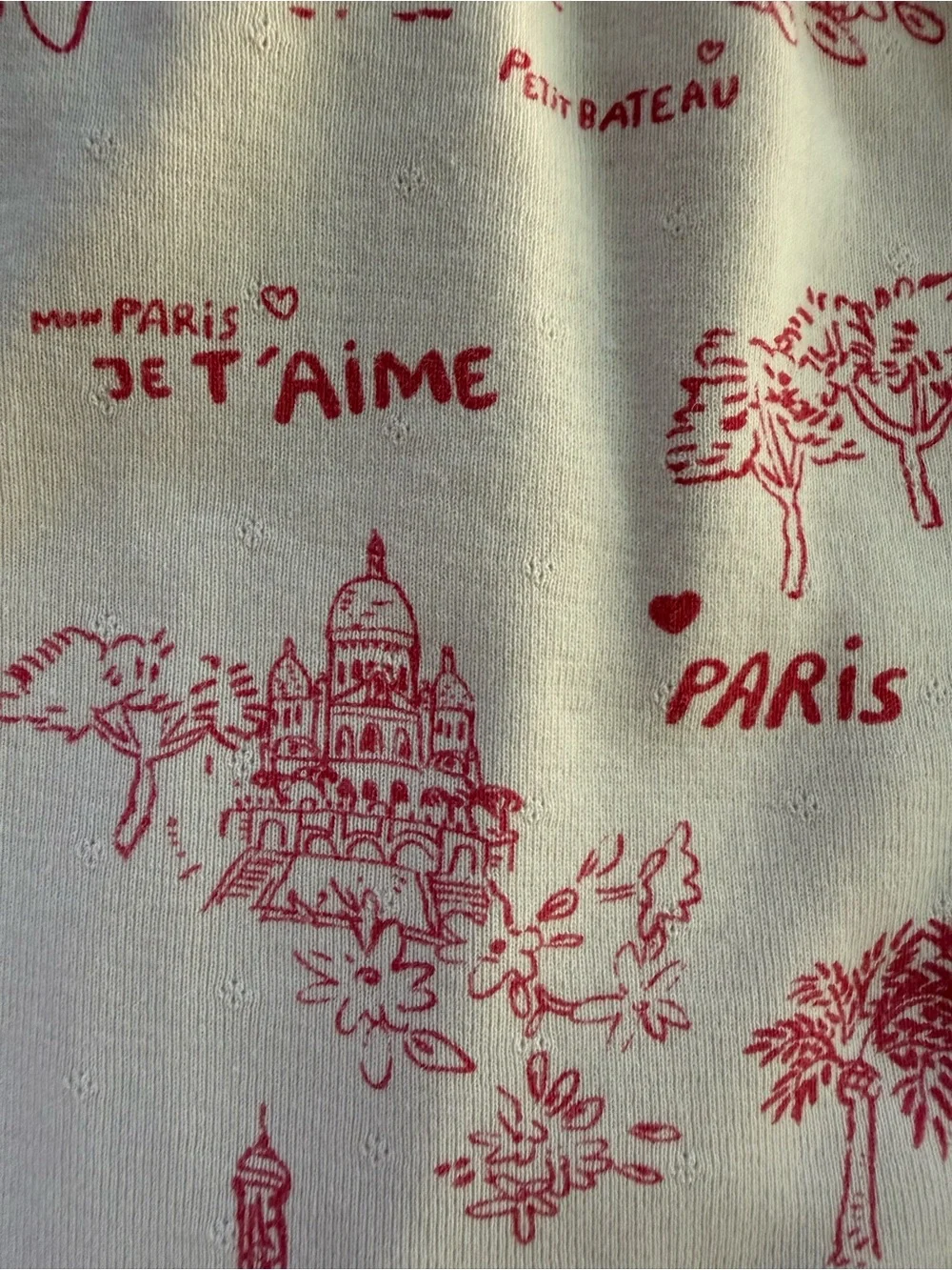 Petit Bateau Paris Eiffel Tower Pink Pointelle Pajamas Set size 10 Girls